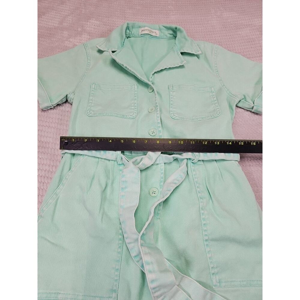 The Pants Store Jumpsuit Womens Small Mint Green Denim Short Sleeve Jumper - Picture 3 of 9